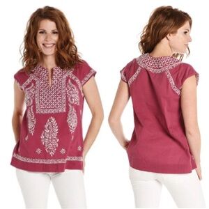 Roller Rabbit Faith Embroidered Cotton Top Size Medium Purple